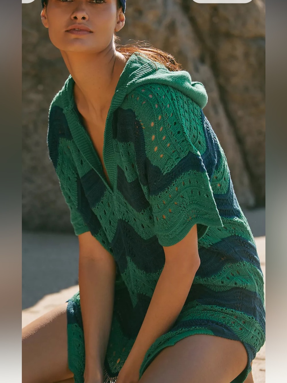 Anthropologie crochet “Wave Mini Sweater Dress” M Beach Dress